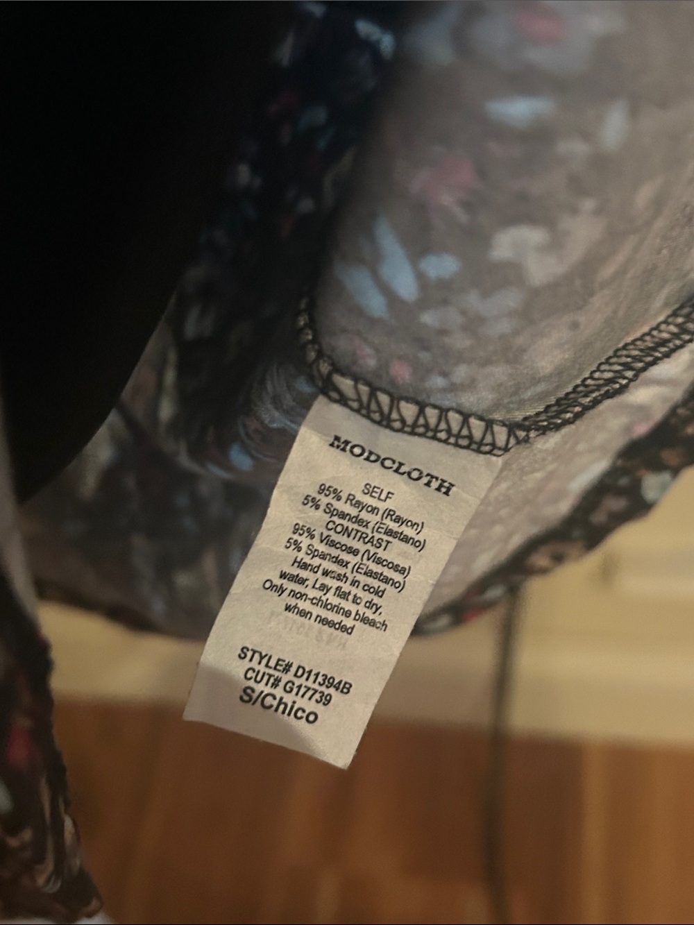 Gilli Black Floral Wrap Dress with Multicolor Blossoms - Picture 6 of 6
